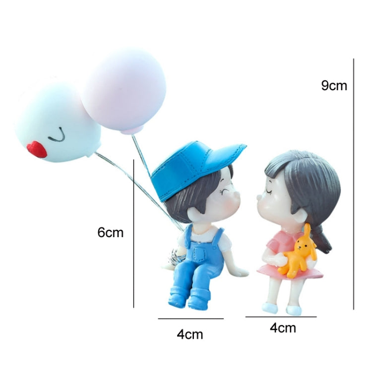 2pcs Car Ornament Ornament Lovely Kissing Couple Doll, Color: Blue+Blue White Balloon - In Car by buy2fix | Online Shopping UK | buy2fix