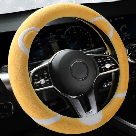 Car Steering Wheel Cartoon Short Fluff Handle Cover, Size: 38cm(Yellow Round) - In Car by buy2fix | Online Shopping UK | buy2fix