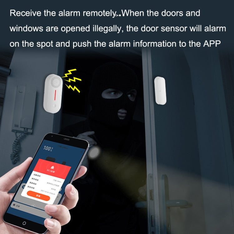 Tuya WiFi Sound And Light Door Magnetic Doors Windows Alarm Scene Linkage APP Reminder - Security by buy2fix | Online Shopping UK | buy2fix