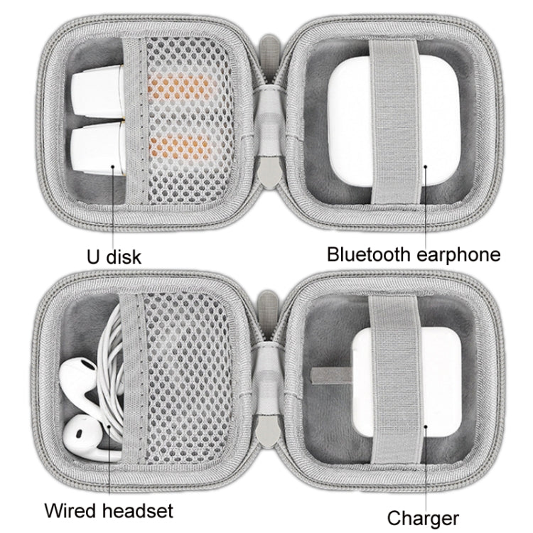 Baona BN-F001 Leather Digital Headphone Cable U Disk Storage Bag, Specification: Small Square Gray - Digital Storage Bag by Baona | Online Shopping UK | buy2fix