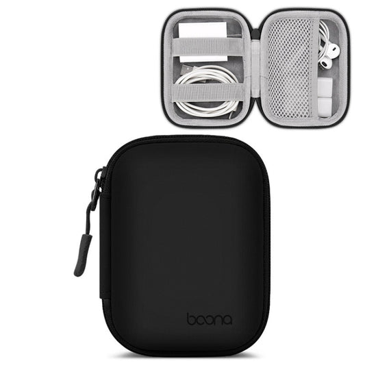 Baona BN-F003 Leather Digital Headphone Cable U Disk Storage Bag, Specification: Rectangular Black - Digital Storage Bag by Baona | Online Shopping UK | buy2fix