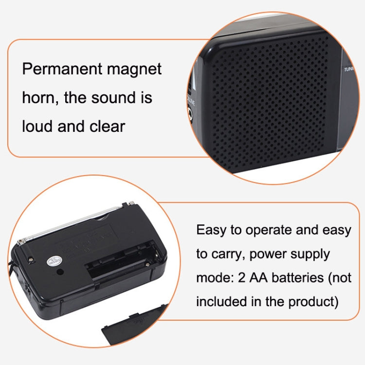 BAIJIALI KK-218 Vintage Analog Portable Multiband Built-in Speaker Radio(Black) - Consumer Electronics by BAIJIALI | Online Shopping UK | buy2fix