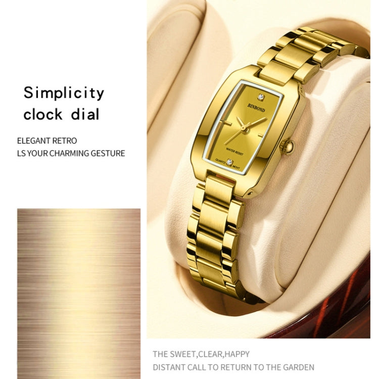 BINBOND N321 Square Temperament Metal 30M Waterproof Quartz Watch, Color: Rose Gold - Metal Strap Watches by BINBOND | Online Shopping UK | buy2fix