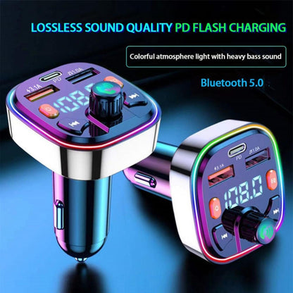 Q3 3.1A USB+PD Bluetooth Car Charger Car FM Transmitter Colorful Lighting -  by buy2fix | Online Shopping UK | buy2fix