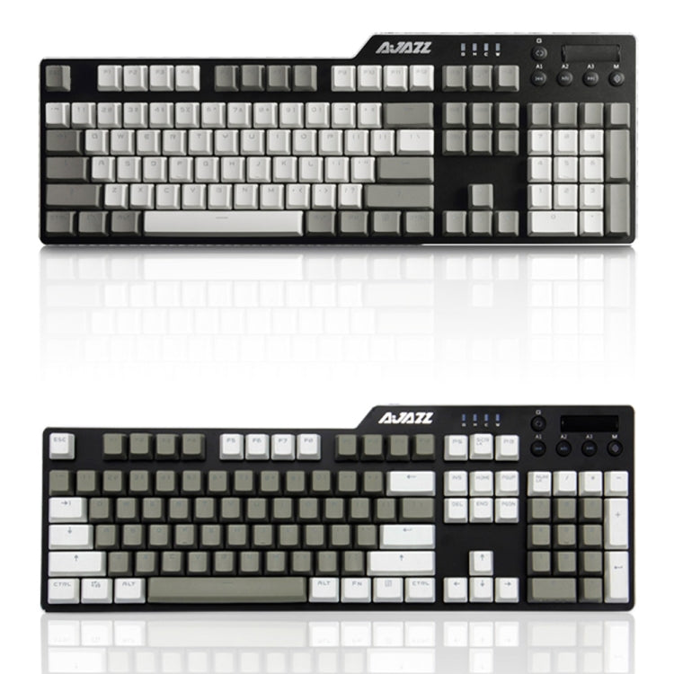 Ajazz AK35I 110 Keys White Light Backlight PBT Keycap Wired Mechanical Keyboard Black Shaft (Gray White) - Wired Keyboard by Ajazz | Online Shopping UK | buy2fix