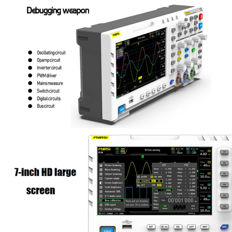 FNIRSI 1014D +P4100 Probe 2 in 1 Dual-channel 100M Bandwidth Digital Oscilloscope 1GS Sampling Signal Generator, US Plug -  by FNIRSI | Online Shopping UK | buy2fix