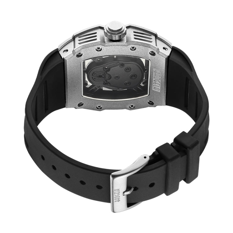 BAOGELA 224147 Wine Barrel Shaped Hollow Night Light Waterproof Sports Silicone Men Watch(Steel Shell Black Belt) - Silicone Strap Watches by BAOGELA | Online Shopping UK | buy2fix