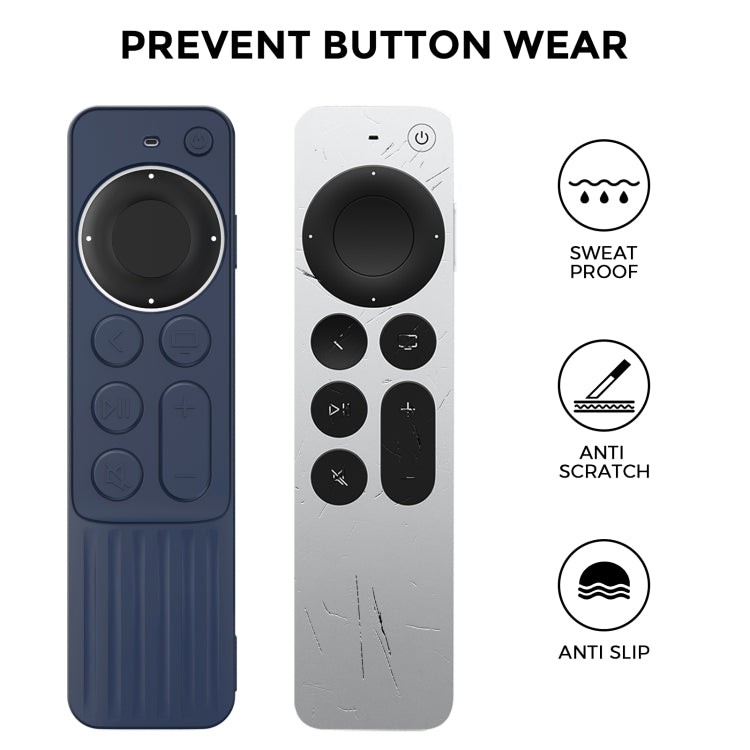 For Apple TV Siri Remote 2/3 AhaStyle PT166 Remote Controller Silicone Protective Case Striped Non-Slip Anti-Drop Cover(Black) - Remote Control Covers by AhaStyle | Online Shopping UK | buy2fix