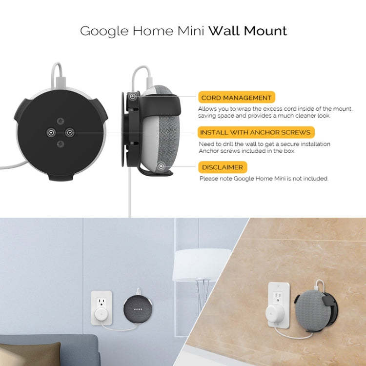 For Google Home Mini AhaStyle PT62 Wall Bracket Smart Speaker Bracket Black - Speaker Bracket by AhaStyle | Online Shopping UK | buy2fix