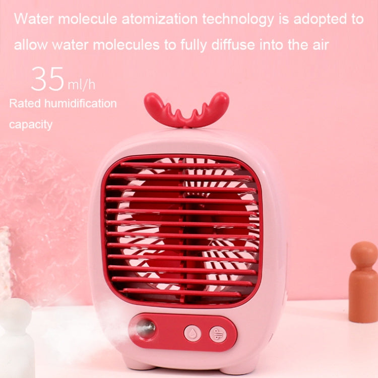 1315 Spray Humidification Hydrating Cartoon Fan USB Charging Desktop Fan(Deer Yellow) - Electric Fans by buy2fix | Online Shopping UK | buy2fix