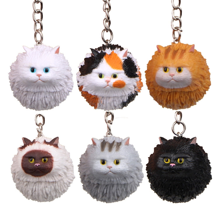 Round Little Tiger Cat Keychain Cartoon Key Ring Ornament(Coffee White) - Key Rings by buy2fix | Online Shopping UK | buy2fix