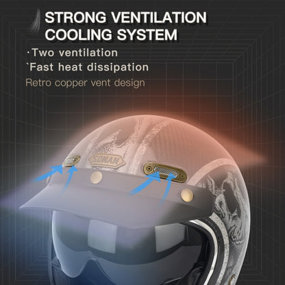 SOMAN Motorcycle Four Seasons Carbon Fiber Half Helmet, Color: Bright Carbon Fiber(S) - Helmets by SOMAN | Online Shopping UK | buy2fix