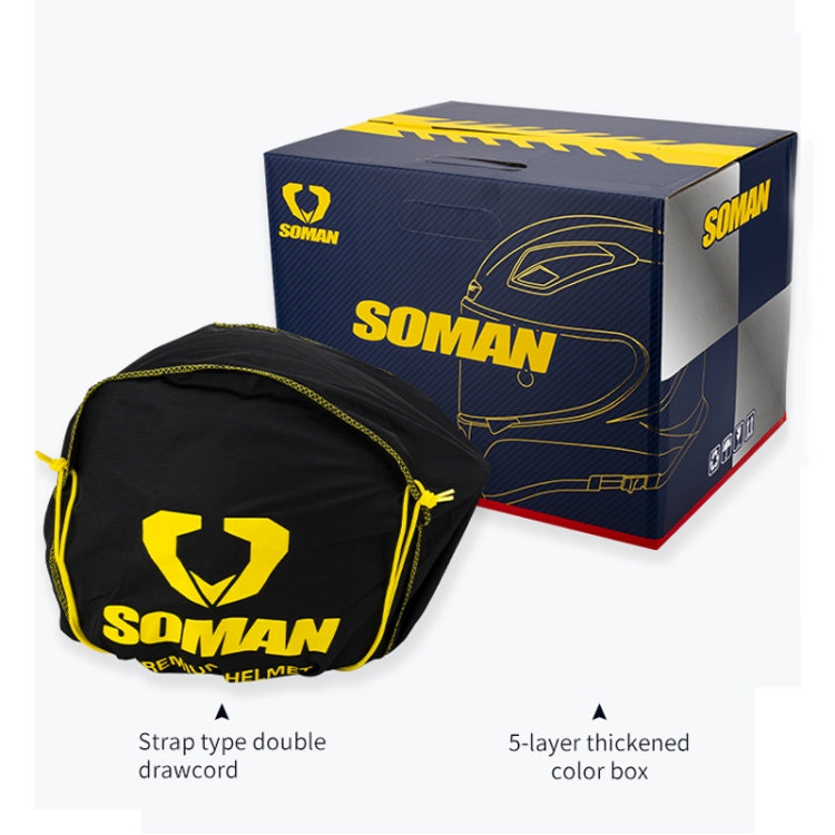 SOMAN Motorcycle Carbon Fiber Double Lens Thermal Safety Helmet, Size: M(Snake Carbon Fiber) - Helmets by SOMAN | Online Shopping UK | buy2fix