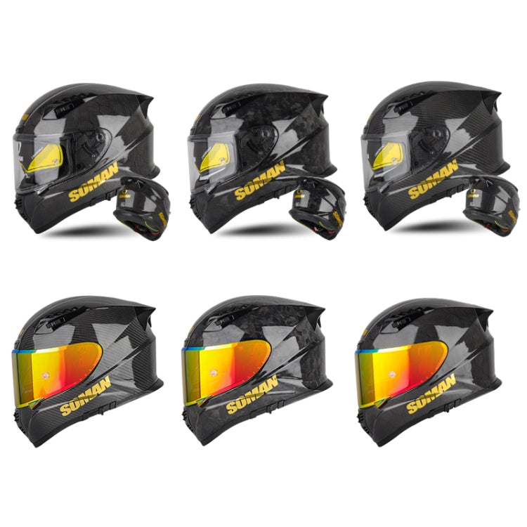 SOMAN Motorcycle Carbon Fiber Double Lens Thermal Safety Helmet, Size: S(Snake Carbon Fiber REVO) - Helmets by SOMAN | Online Shopping UK | buy2fix