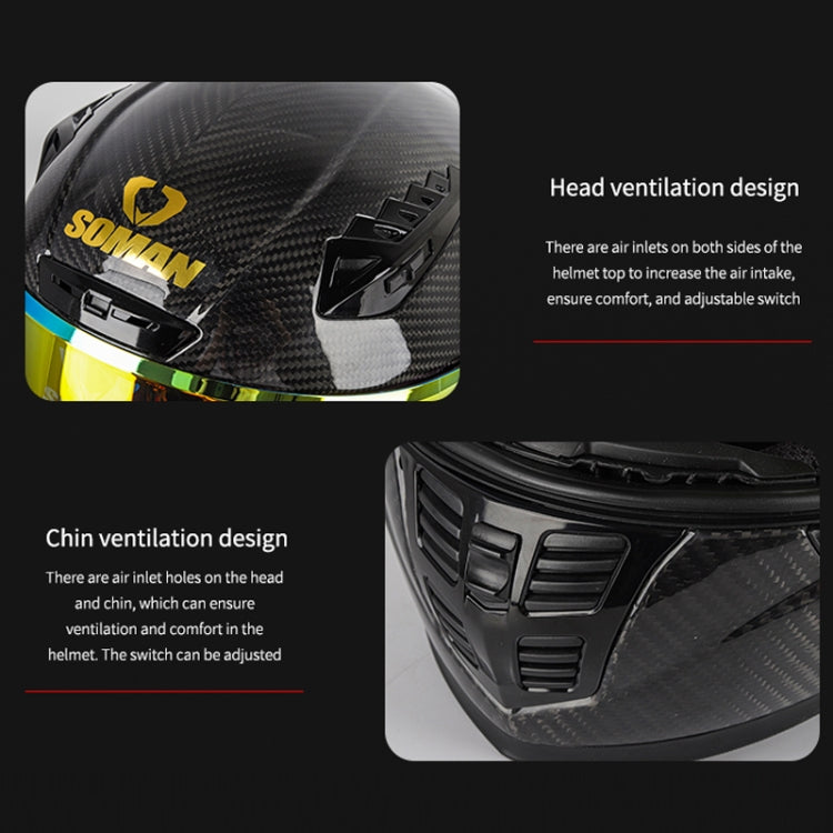 SOMAN Motorcycle Carbon Fiber Double Lens Thermal Safety Helmet, Size: S(Cheetah Print REVO) - Helmets by SOMAN | Online Shopping UK | buy2fix