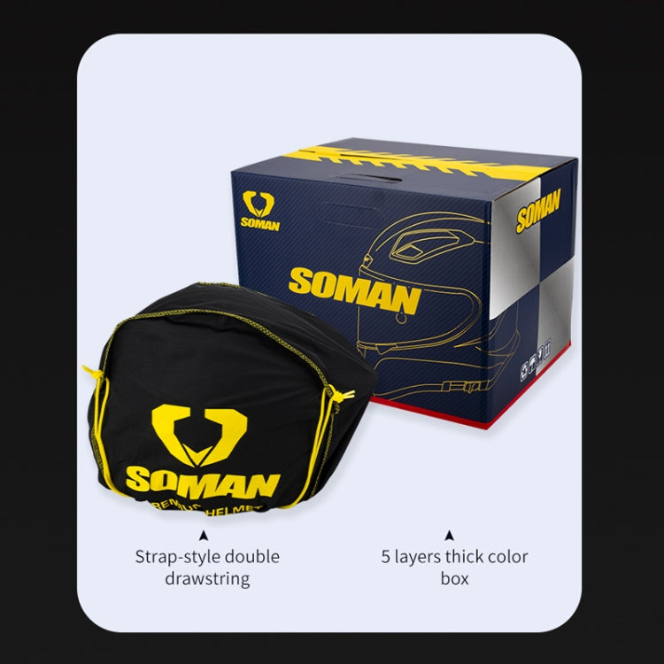 SOMAN Four Seasons Full Cover Motorcycle Helmet, Size: XXL(Snake Carbon Fiber Gold) - Helmets by SOMAN | Online Shopping UK | buy2fix
