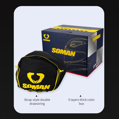 SOMAN Four Seasons Full Cover Motorcycle Helmet, Size: M(Snake Carbon Fiber Blue) - Helmets by SOMAN | Online Shopping UK | buy2fix