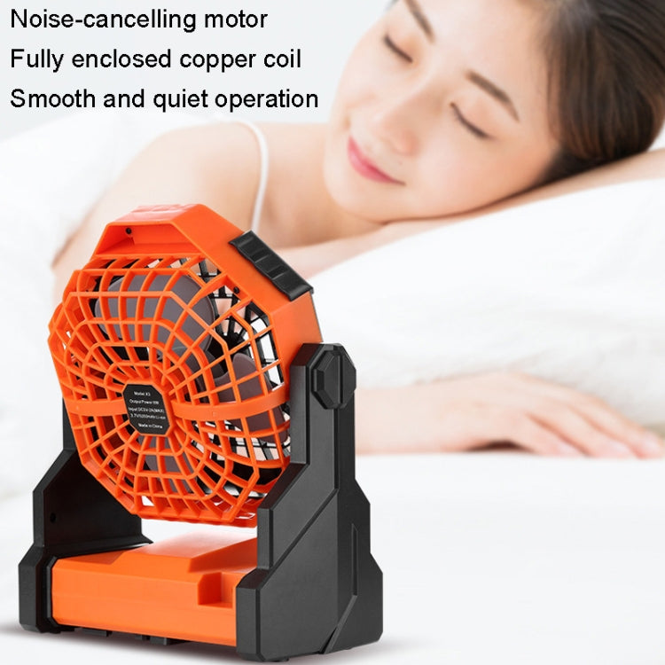 Outdoor Infinitely Variable Speed Portable Large Wind Charging Camping Lighting Fan(Black Orange) - Electric Fans by buy2fix | Online Shopping UK | buy2fix