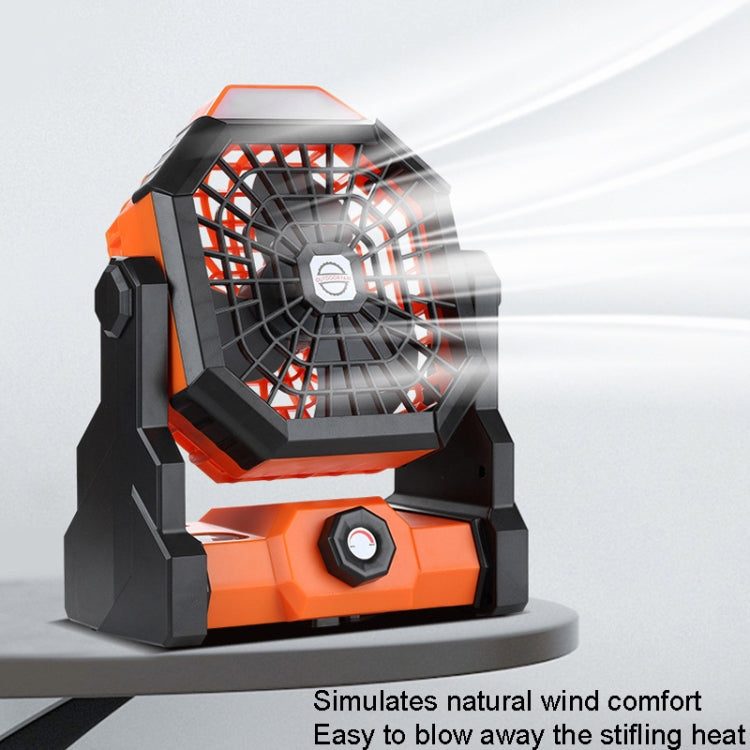 Outdoor Infinitely Variable Speed Portable Large Wind Charging Camping Lighting Fan(Black Orange) - Electric Fans by buy2fix | Online Shopping UK | buy2fix