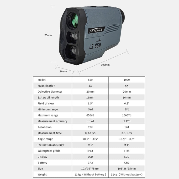 ARTBULL LS-650 Outdoor Golf Laser Rangefinder 650m Altimeter Telescope - Laser Rangefinder by ARTBULL | Online Shopping UK | buy2fix