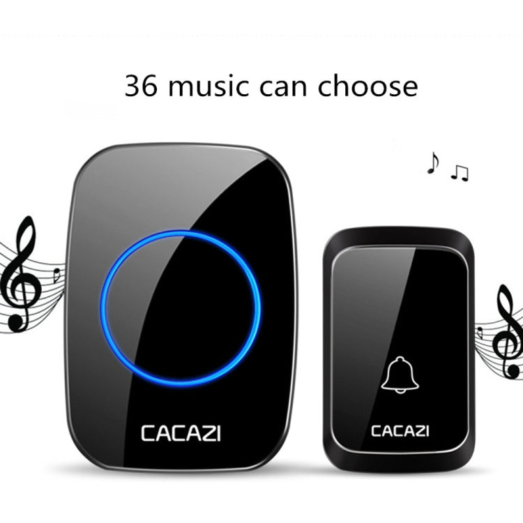 CACAZI A06-DC 1 To 1 Battery Type Smart Home Wireless Waterproof Music Doorbell(Black) - Wireless Doorbell by CACAZI | Online Shopping UK | buy2fix