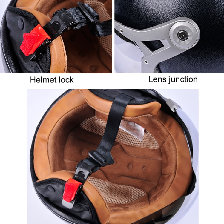 GXT Electric Vehicle Half Cover Helmet Four Seasons Retro Helmet, Size: XL(Bright Black Flower) - Helmets by GXT | Online Shopping UK | buy2fix