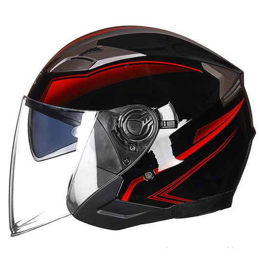 GXT 708 Electric Vehicle Dual Lens Helmet Four Seasons Safety Helmet, Size: XL(Bright Black Red) - Helmets by GXT | Online Shopping UK | buy2fix