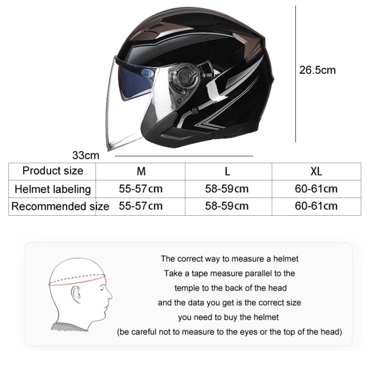 GXT 708 Electric Vehicle Dual Lens Helmet Four Seasons Safety Helmet, Size: L(Bright Black) - Helmets by GXT | Online Shopping UK | buy2fix