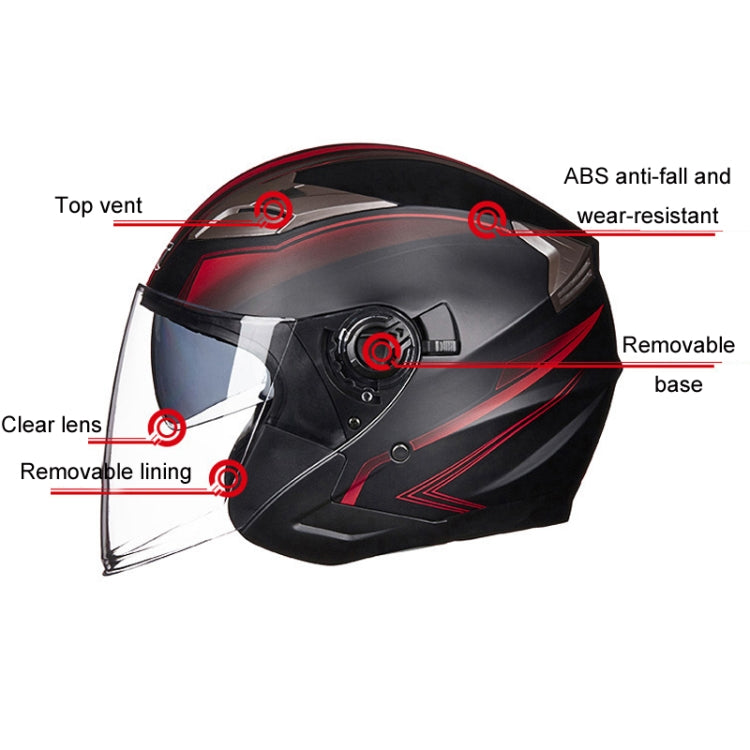 GXT 708 Electric Vehicle Dual Lens Helmet Four Seasons Safety Helmet, Size: L(Matte Black) - Helmets by GXT | Online Shopping UK | buy2fix