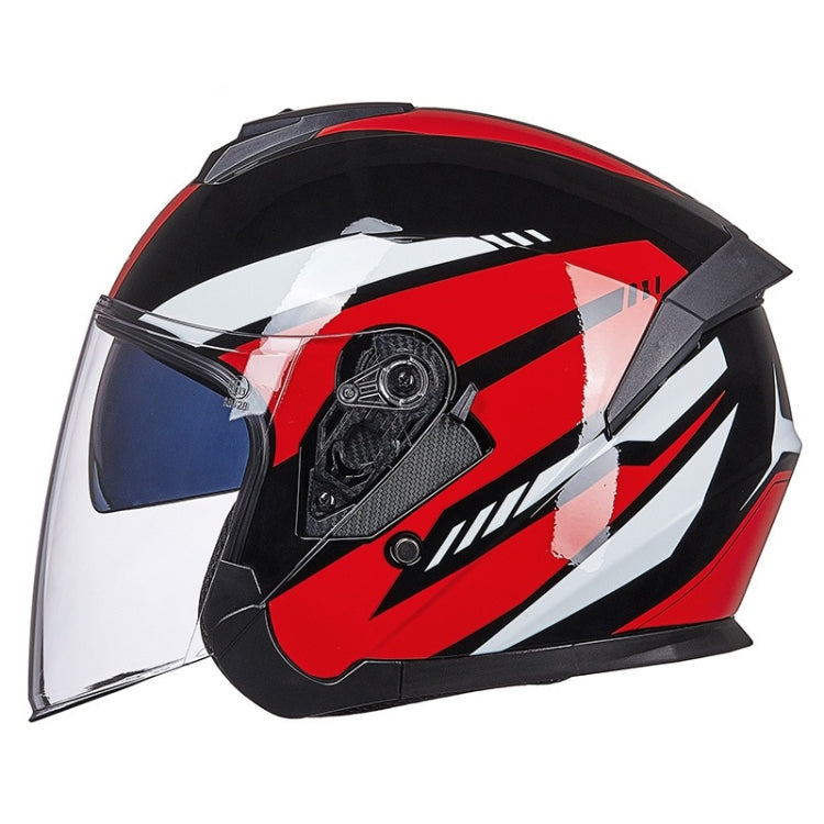 GXT Electric Vehicle Four Seasons Sun Protection & Windshield Double Lens Helmet, Size: M(Bright Black Red) - Helmets by GXT | Online Shopping UK | buy2fix