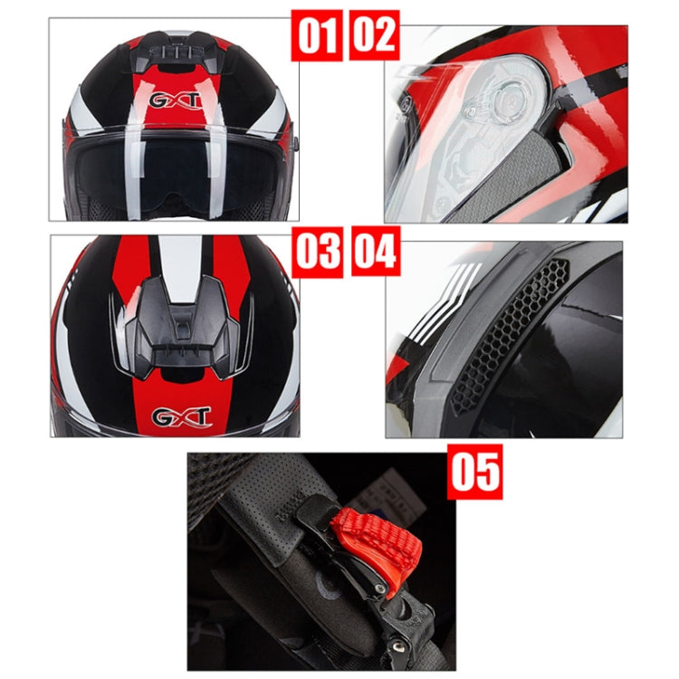 GXT Electric Vehicle Four Seasons Sun Protection & Windshield Double Lens Helmet, Size: L(Bright Black Red) - Helmets by GXT | Online Shopping UK | buy2fix