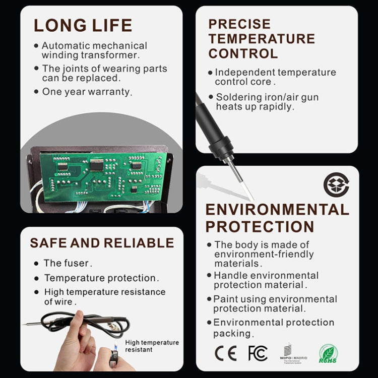 BAKU BA-601C+ Digital Display 2-In-1 Electric Soldering Iron Heat Exchanger Mobile Phone Maintenance Desoldering US Plug 110V - Electric Soldering Iron by BAKU | Online Shopping UK | buy2fix