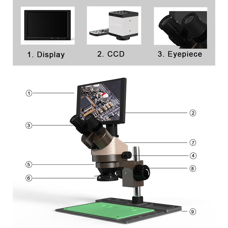 BAKU BA-011 Binomial Electronic Microscope Jewelry Appraisal Mobile Phone Repair With PCB Patch Repair Platform(US Plug 110V) - Digital Microscope by BAKU | Online Shopping UK | buy2fix