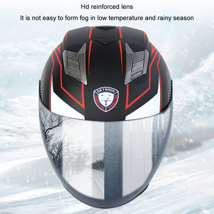 KUQIBAO Motorcycle Smart Bluetooth Sun Protection Double Lens Safety Helmet, Size: M(Bright Black Phantom Fiber+Gray Tail) - Helmets by KUQIBAO | Online Shopping UK | buy2fix