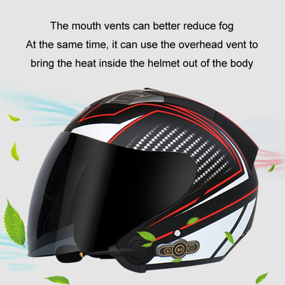 KUQIBAO Motorcycle Smart Bluetooth Sun Protection Double Lens Safety Helmet, Size: M(White+Gray Tail) - Helmets by KUQIBAO | Online Shopping UK | buy2fix