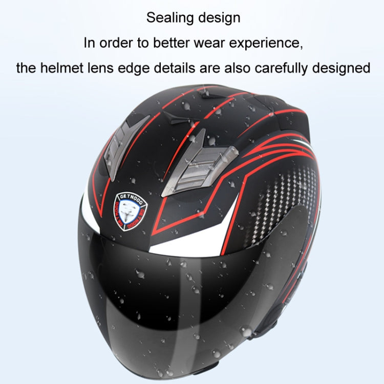 KUQIBAO Motorcycle Smart Bluetooth Sun Protection Double Lens Safety Helmet, Size: XL(White Phantom Fiber+Black Tail) - Helmets by KUQIBAO | Online Shopping UK | buy2fix