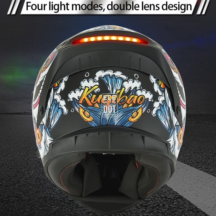 KUQIBAO Motorcycle Dual Lens Anti-Fog Helmet With LED Light, Size: L(White) - Helmets by KUQIBAO | Online Shopping UK | buy2fix