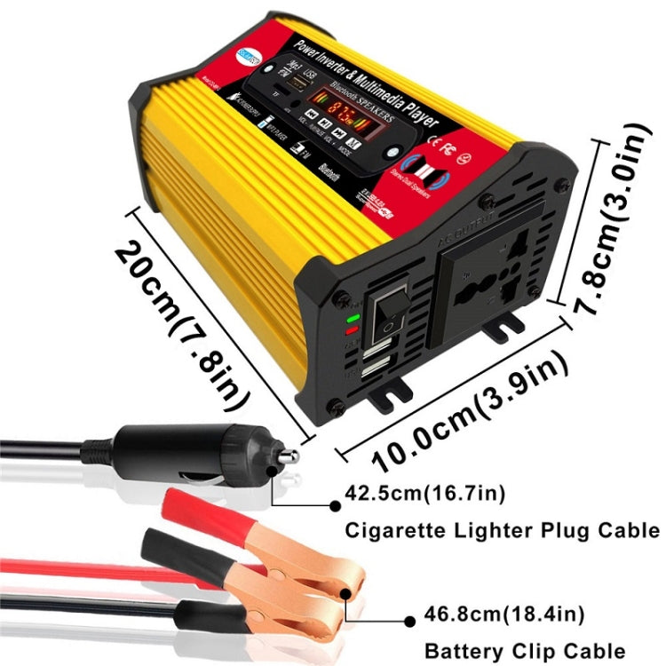 SOLIKE TECH 300W Modified Sine Wave Inverter with Bluetooth MP3/FM Multimedia Player 12V to 220V - Modified Square Wave by buy2fix | Online Shopping UK | buy2fix