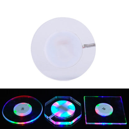 100x10mm Round USB Charging LED Light Up Acrylic Coaster Transparent Crystal Base(Colorful Light) - Car Drink Holders by buy2fix | Online Shopping UK | buy2fix