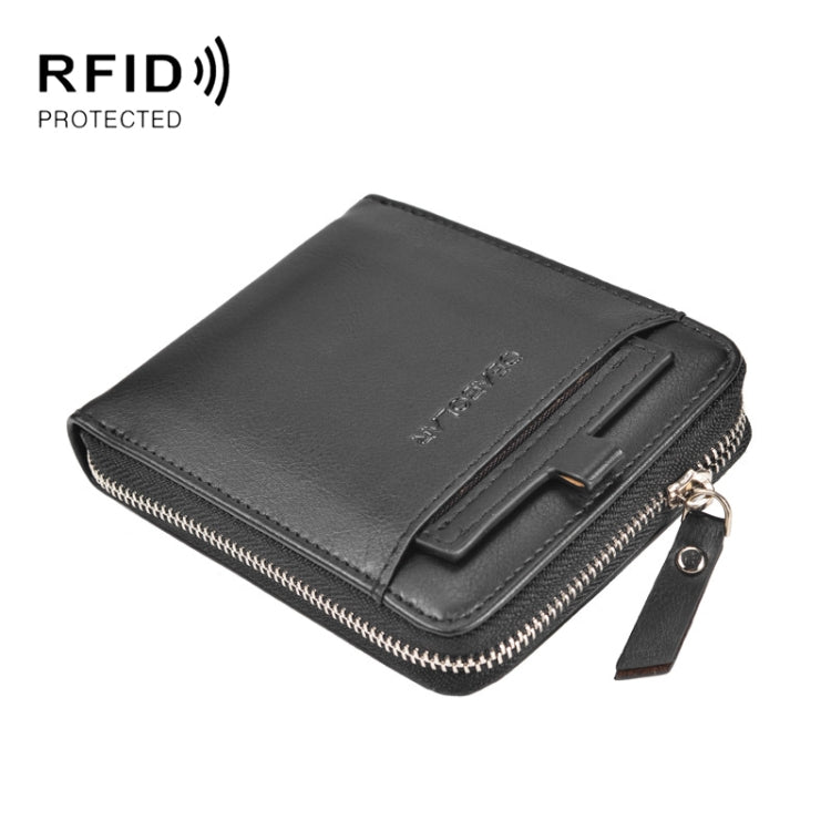 DEABOLAR Men Short Type PU Wallet Retro Zipper RFID Antimagnetic Card Holder(Black) - Antimagnetic RFID Package by DEABOLAR | Online Shopping UK | buy2fix