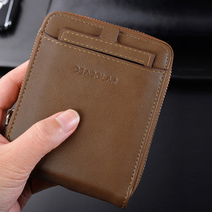 DEABOLAR Men Short Type PU Wallet Retro Zipper RFID Antimagnetic Card Holder(Dark Coffee) - Antimagnetic RFID Package by DEABOLAR | Online Shopping UK | buy2fix