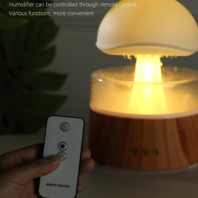 500ml Rain Humidifier Mushroom Cloud Colorful Night Lamp Aromatherapy Machine With Remote Control, Style: USB Direct Plug(Wood Grain) - Air Purifiers & Accessories by buy2fix | Online Shopping UK | buy2fix