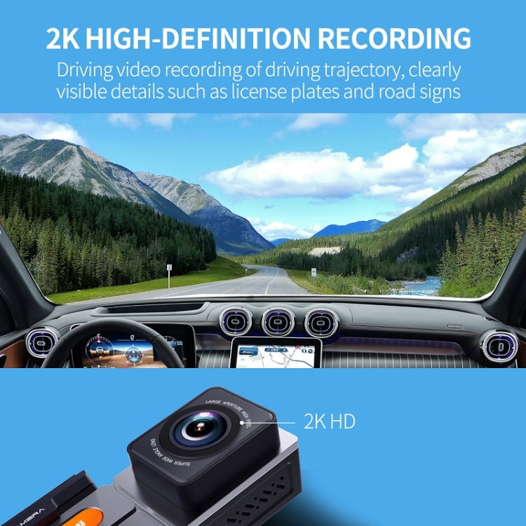 FISANG 2K HD Night Vision Car WIFI Car Driving Recorder, Style: Dual Recording 2K+720P - Car DVRs by FISANG | Online Shopping UK | buy2fix