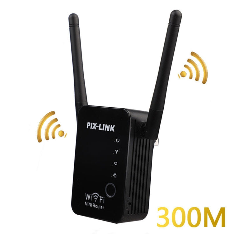 PIX-LINK 2.4G 300Mbps WiFi Signal Amplifier Wireless Router Dual Antenna Repeater(UK Plug) - Broadband Amplifiers by PIX-LINK | Online Shopping UK | buy2fix