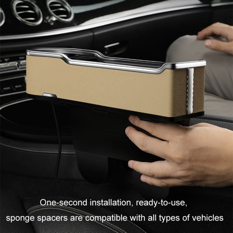 Car Seat Gap Storage Box Multifunctional Mobile Phone USB Charger, Color: QC3.0 Beige - Stowing Tidying by buy2fix | Online Shopping UK | buy2fix