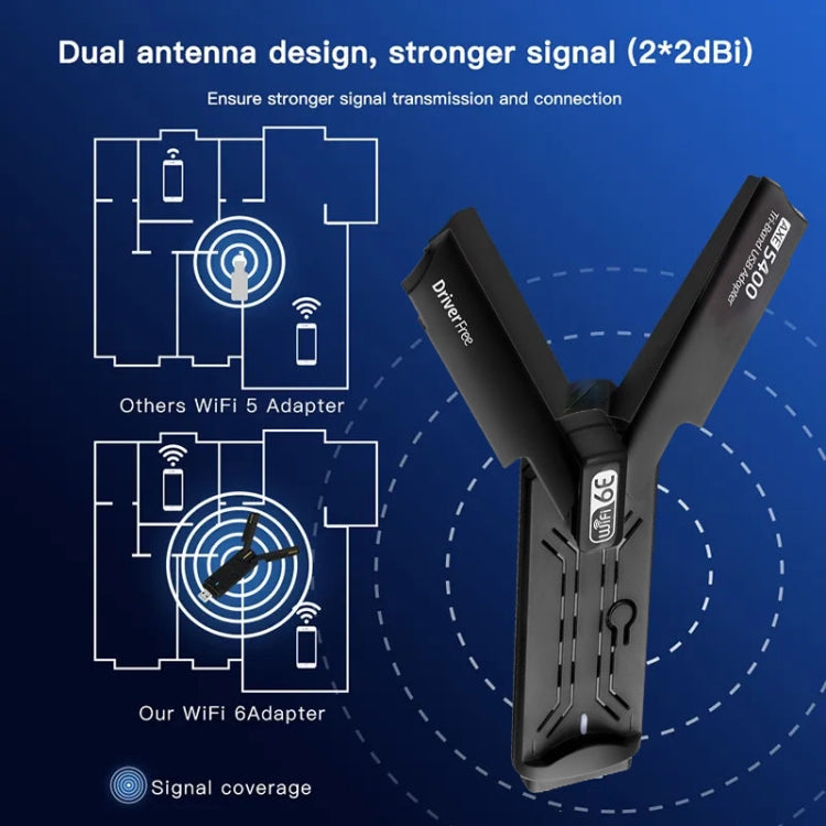 AX5400M 2.4G/5G/6G WIFI 6E Standard USB 3.0 Network Card WIFI Transmitter Receiver(Black) - USB Network Adapter by buy2fix | Online Shopping UK | buy2fix