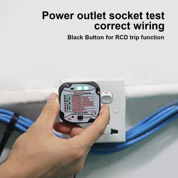 BSIDE AST01 Plug Power Tester Electrical Socket Detector UK Plug - Current & Voltage Tester by BSIDE | Online Shopping UK | buy2fix