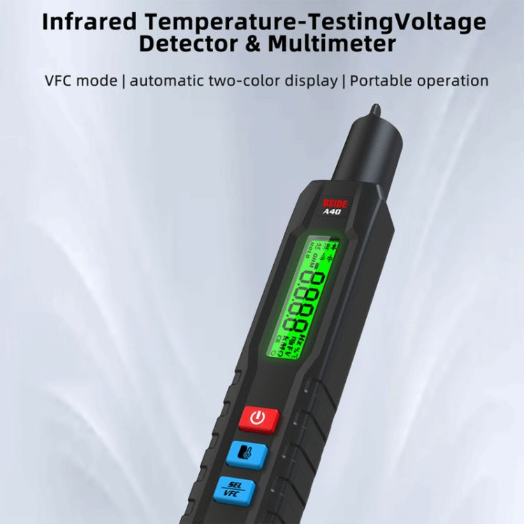 BSIDE A40 Infrared Thermometer Electric Pen Type Intelligent Multimeter VFC Inverter Voltage Tester(English No Battery) - Digital Multimeter by BSIDE | Online Shopping UK | buy2fix