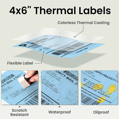 500sheets 4×6 Inch Stickers Thermal Label Paper For Phomemo PM-246S / PM-241BT / D520BT, Style: Folding White - Printer Accessories by buy2fix | Online Shopping UK | buy2fix