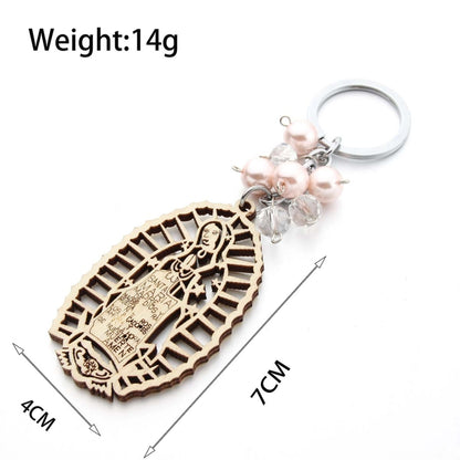 Wooden Sign Religious Baptismal Keychain(White) - Key Rings by buy2fix | Online Shopping UK | buy2fix